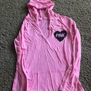 Pink Long Sleeve Hoodie Shirt